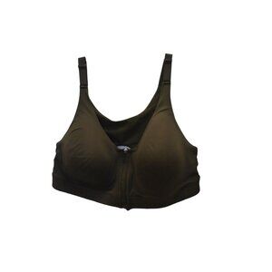New Old Navy Power Soft Gray Padded Zip Front Sports Bra Size 42DD